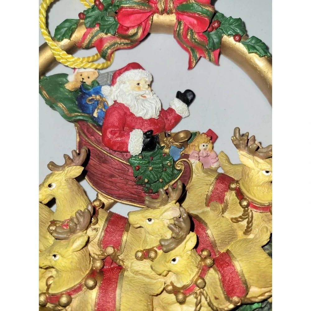 Vintage Christmas Trumpet‎ With Santa Reindeer Hanging Holiday Decor